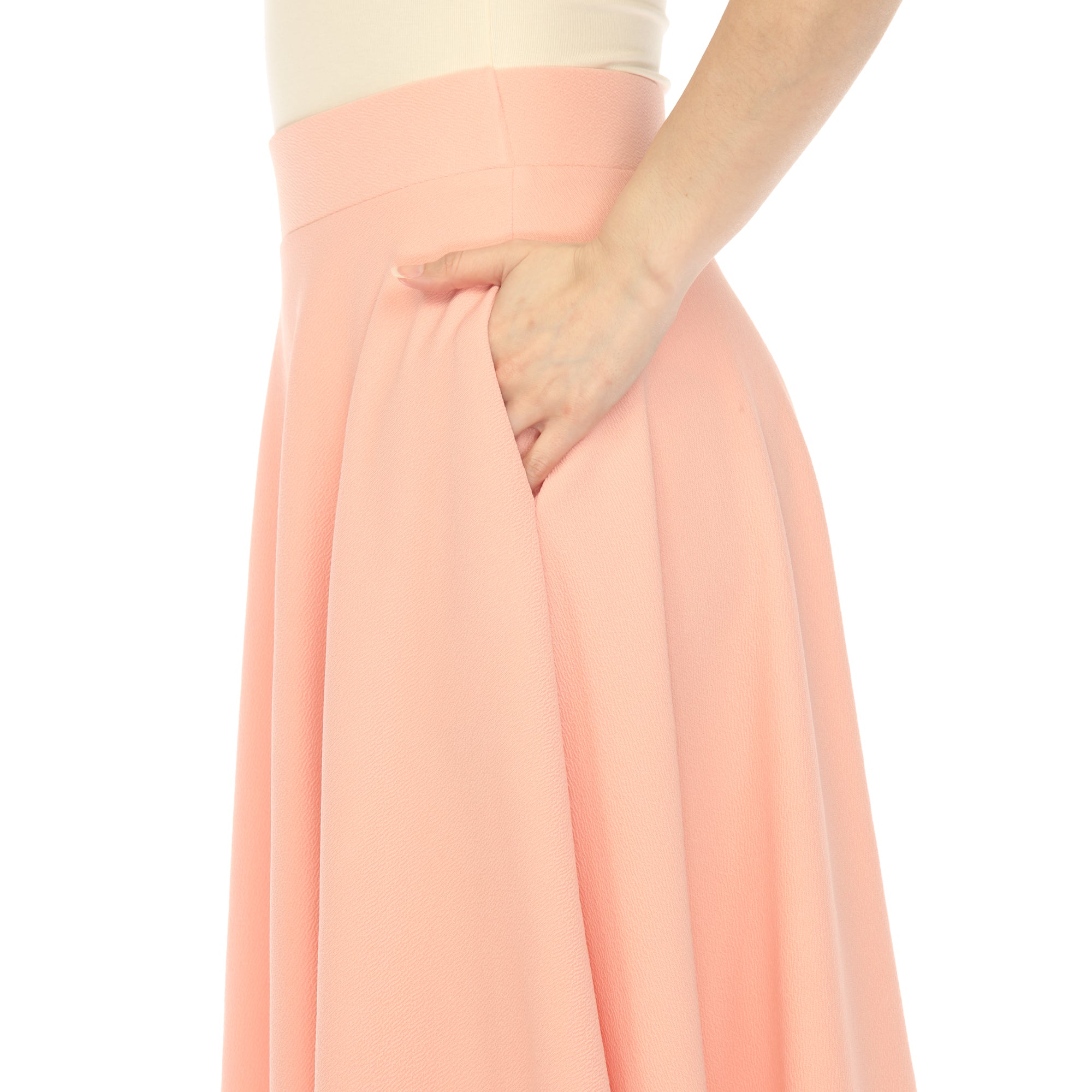  White Mark Flared Midi Skirt With Pockets - S - Bonton