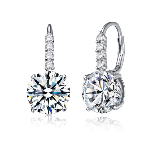 White Gold Plated Cubic Zirconia Hinge Back Earrings