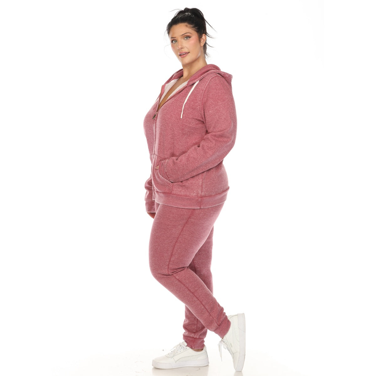  White Mark Plus Size Burnout Jogger Set - 1X - Bonton