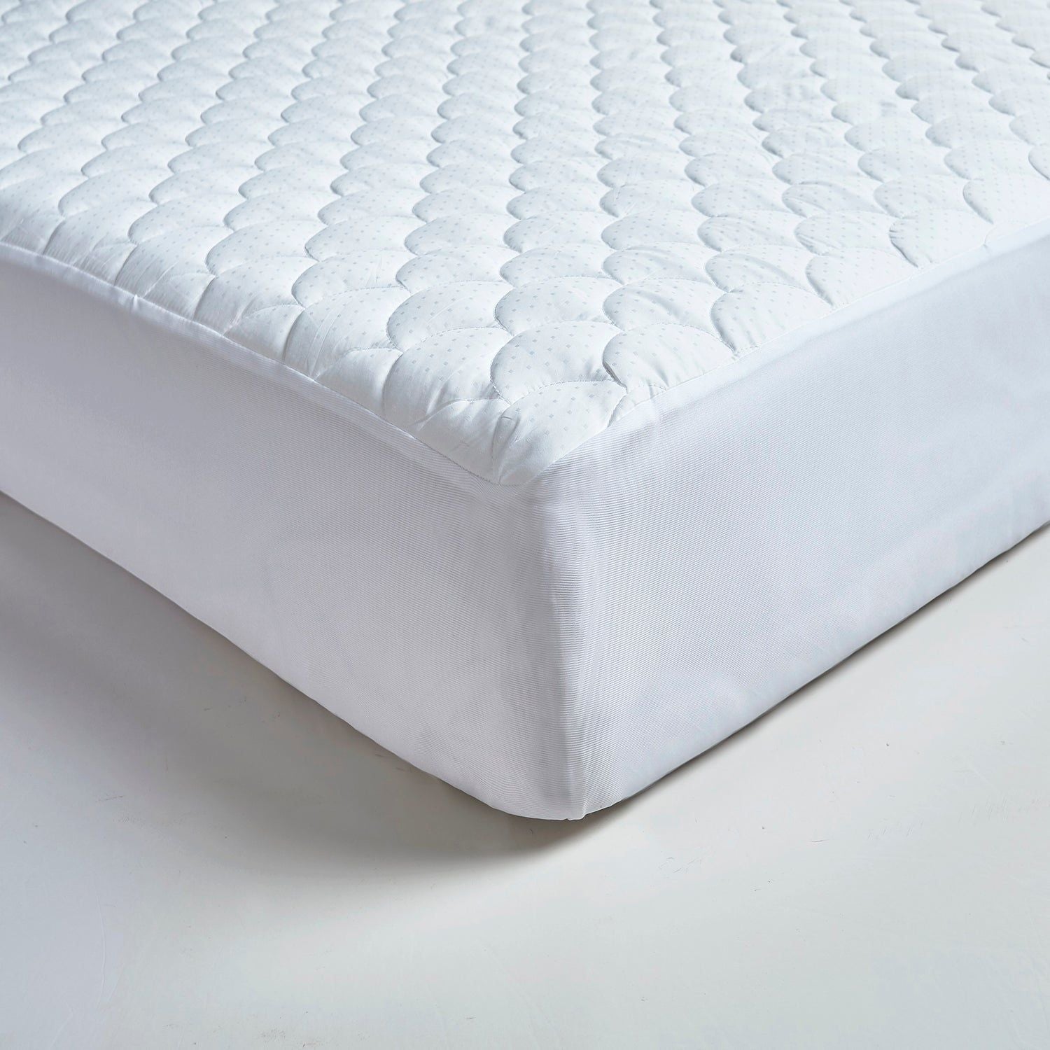  Blue Ridge Home Fashions Damask Dot Polyester Filled Mattress Pad - White - Bonton