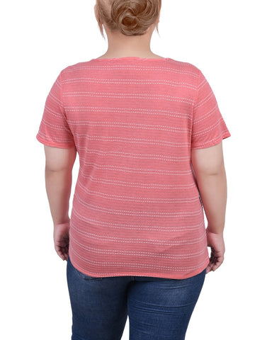 Plus Size Short Sleeve Tie Front Top