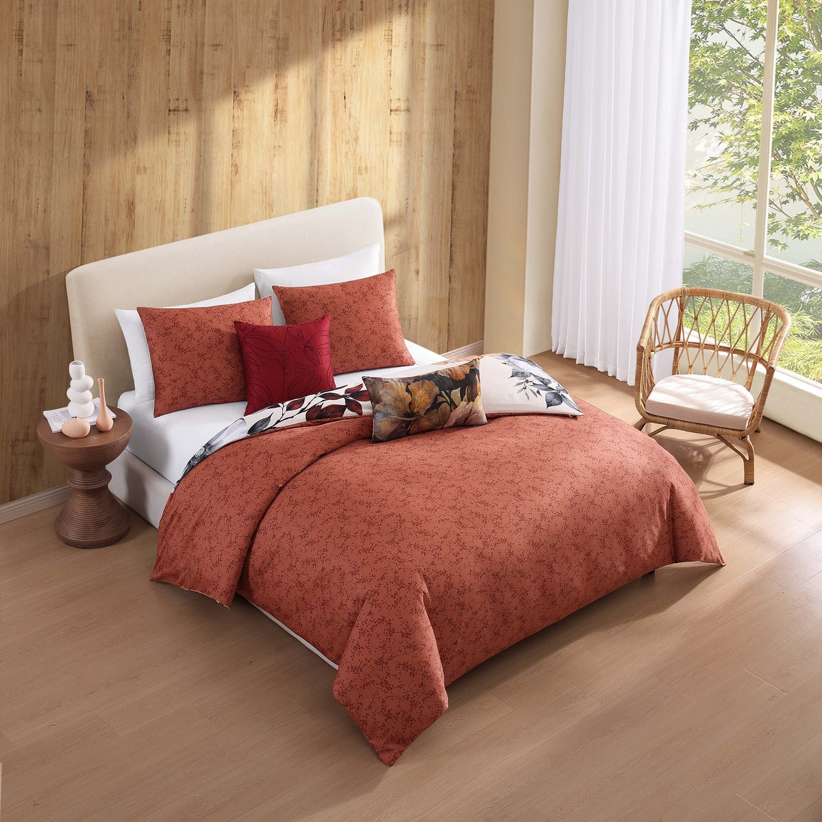  Bebejan Bebejan Carnelian Flora 5 Piece Reversible Comforter Set - QUEEN - Bonton