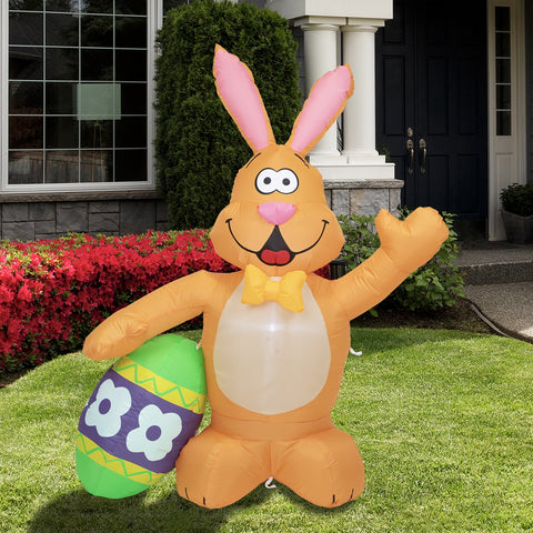 Inflatable LED Lighted Easter Bunny With Egg Outdoor Decoration - 4'