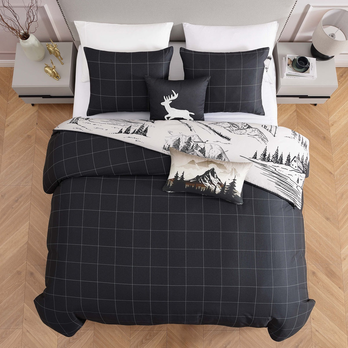  Bebejan Bebejan Rocky Mountains 5 Piece Reversible Comforter Set - QUEEN - Bonton