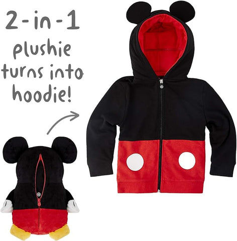 Cubcoats Mickey Mouse 2 in 1 Transforming Hoodie and Soft Plushie, Red and Black