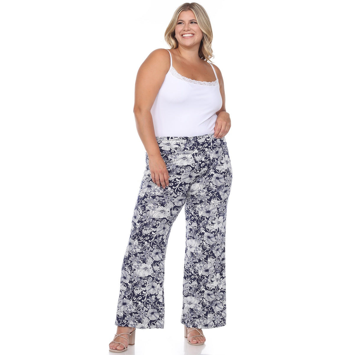  White Mark Plus Size Floral Paisley Palazzo Pants - 1x - Bonton