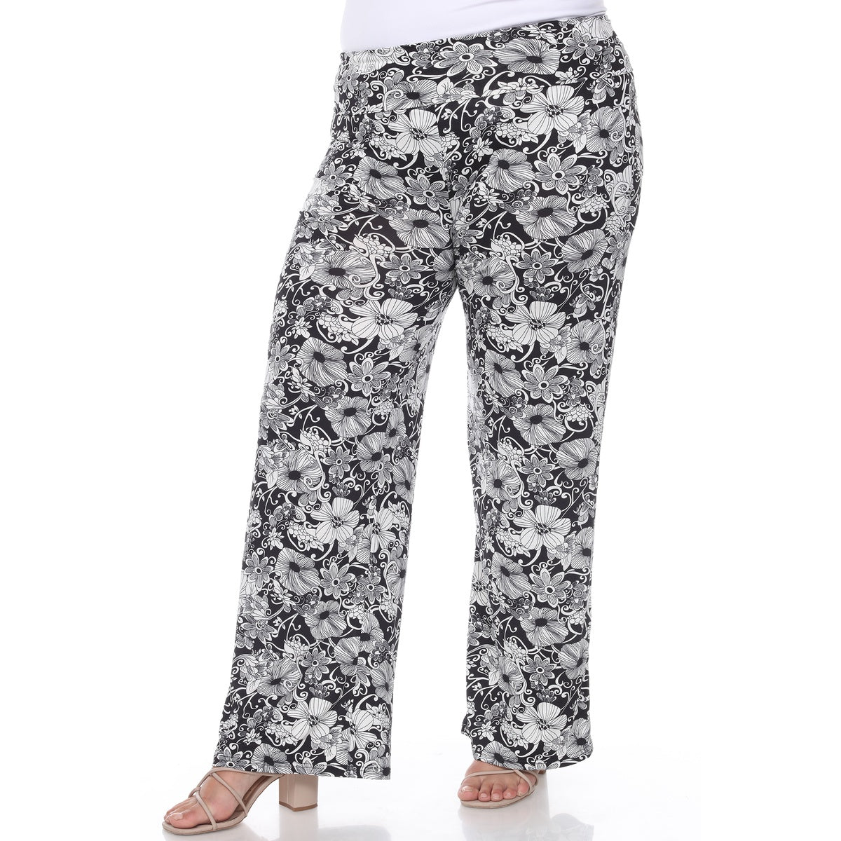  White Mark Plus Size Floral Paisley Palazzo Pants - 1x - Bonton