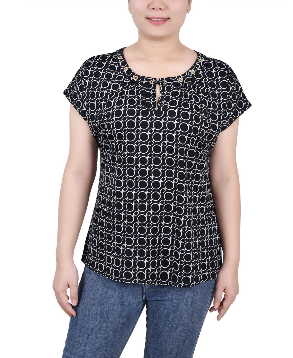  NY Collection Extended Sleeve Top With Grommets - Nice Icemoon - Bonton