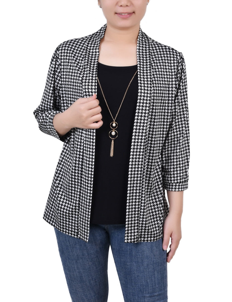  NY Collection 3/4 Sleeve Two-Fer Top - Black Gold Harlie - Bonton