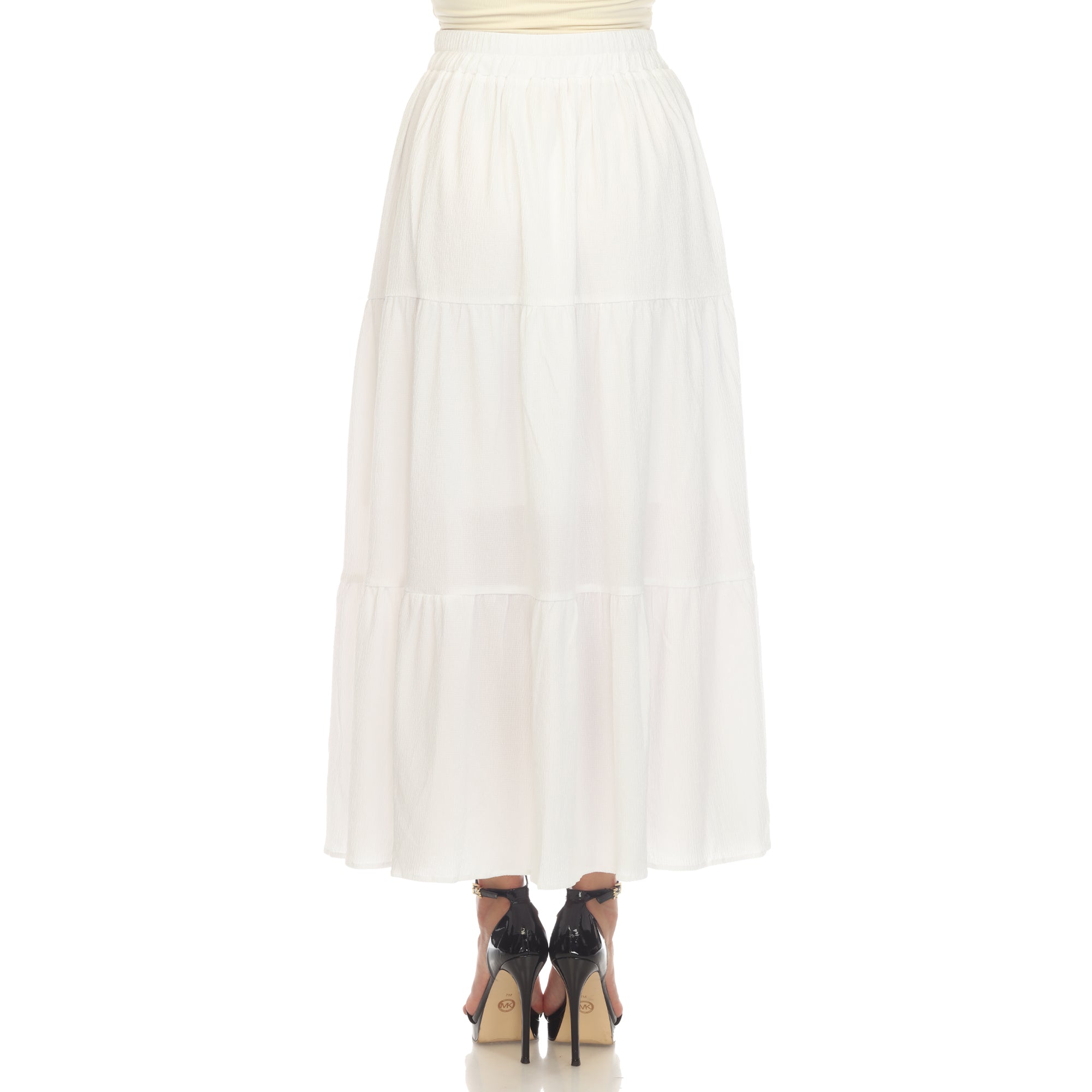  White Mark Women's Pleated Tiered Maxi Skirt - XL - Bonton