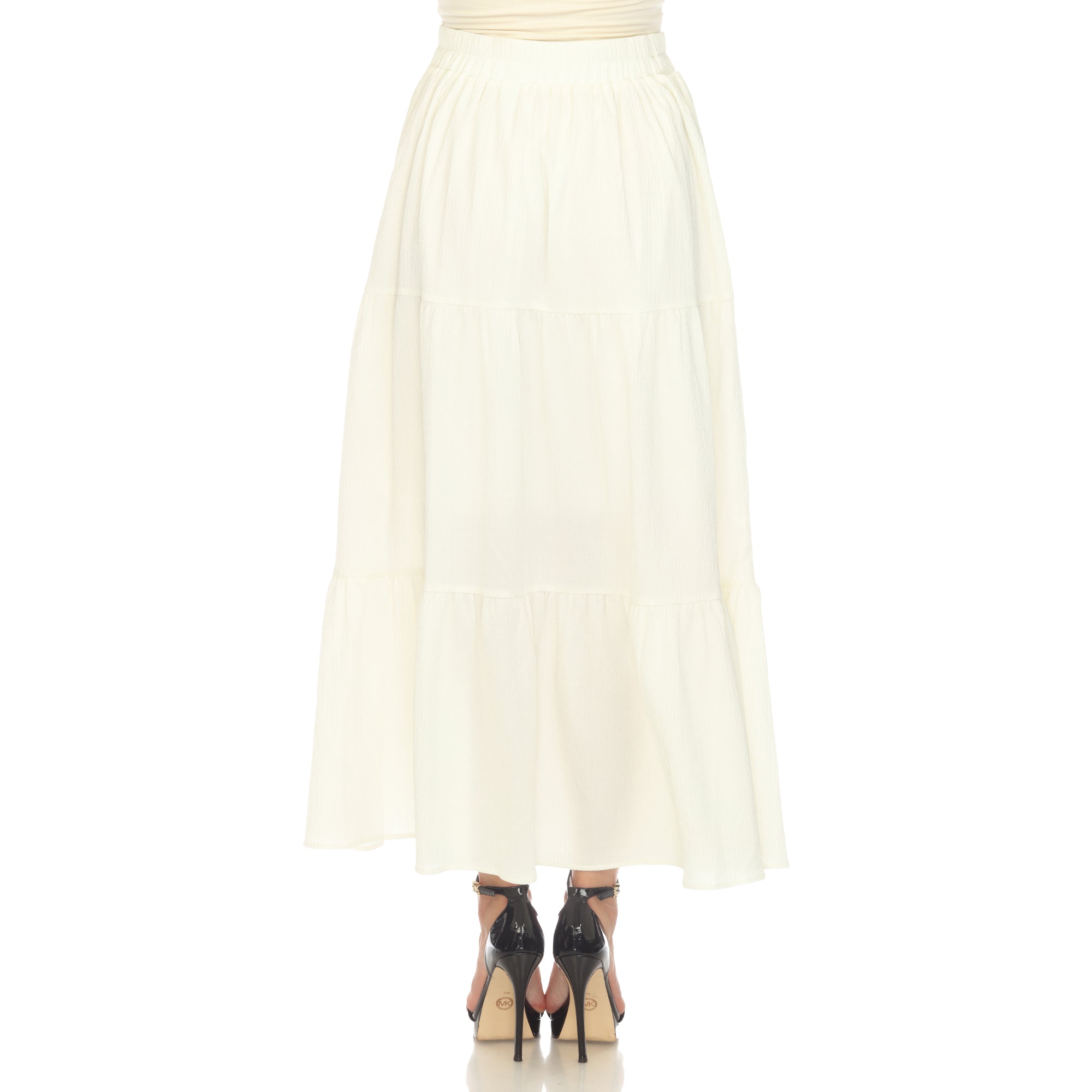  White Mark Women's Pleated Tiered Maxi Skirt - XL - Bonton