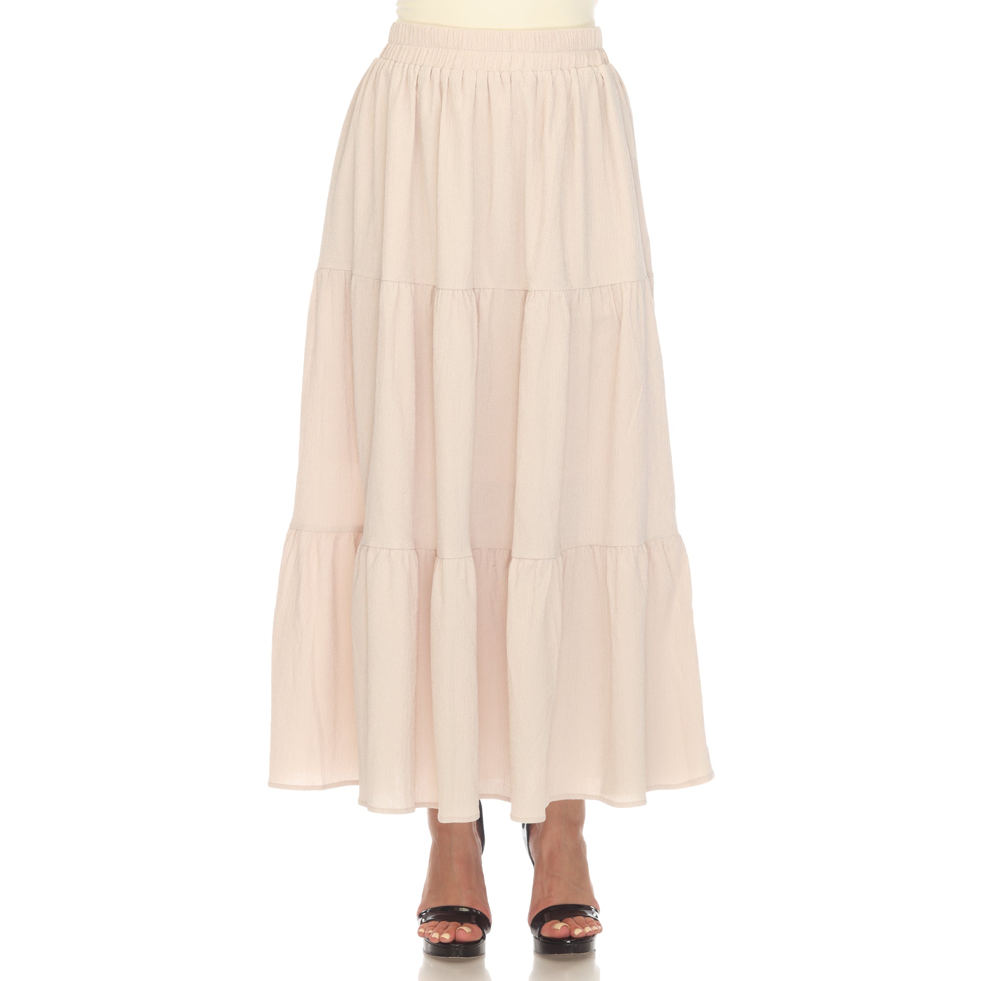  White Mark Women's Pleated Tiered Maxi Skirt - XL - Bonton