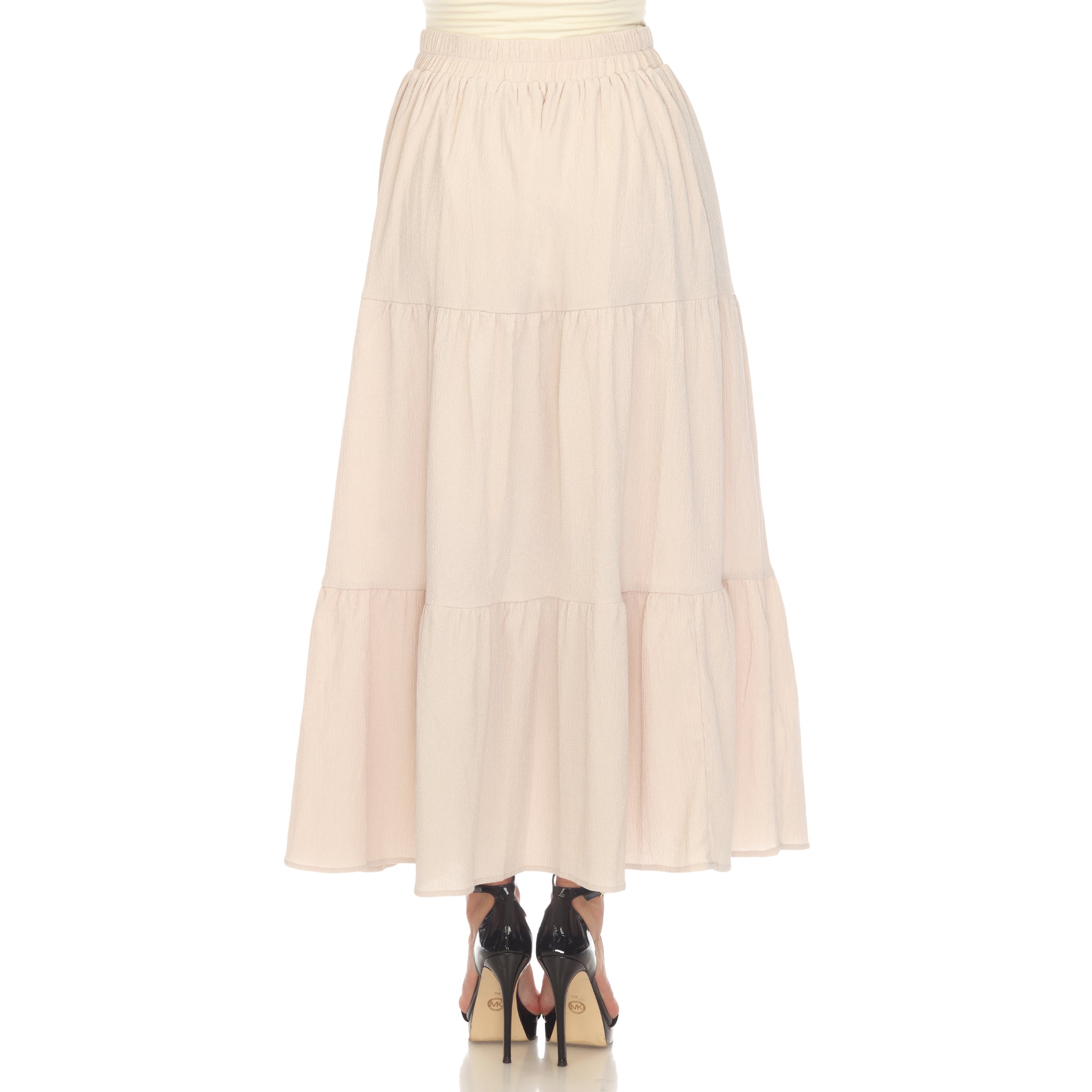  White Mark Women's Pleated Tiered Maxi Skirt - XL - Bonton