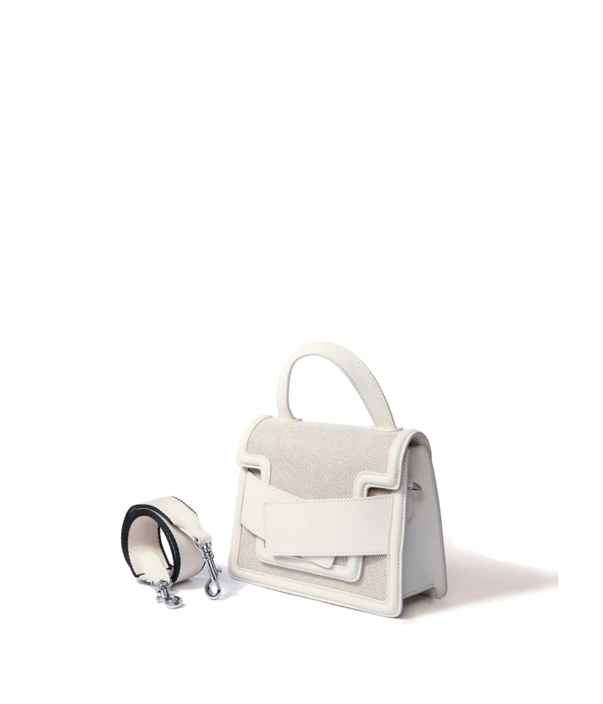 Evelyn Bag in Canvas and Genuine Leather White