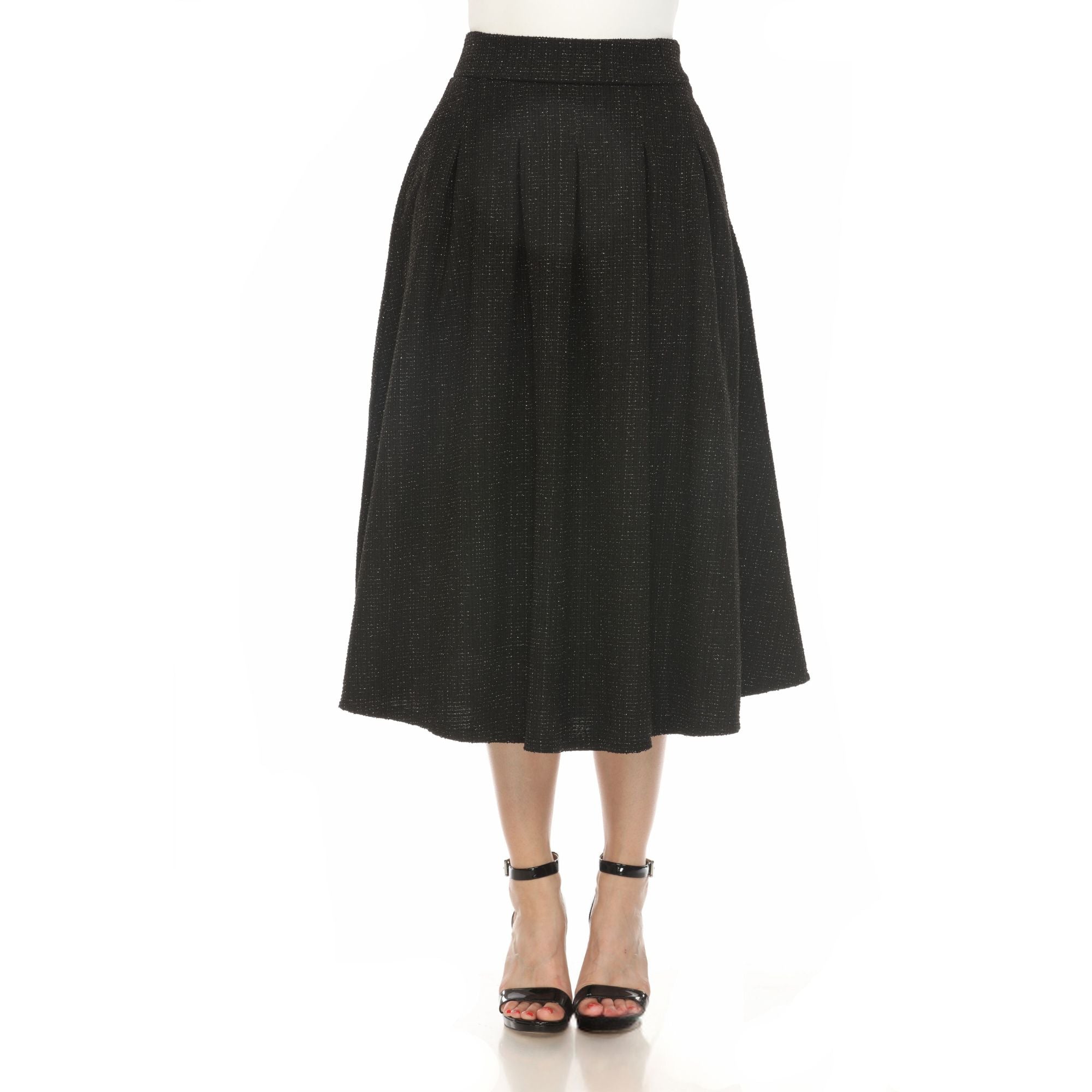  White Mark Women's Flared Tweed Skirt - XL - Bonton