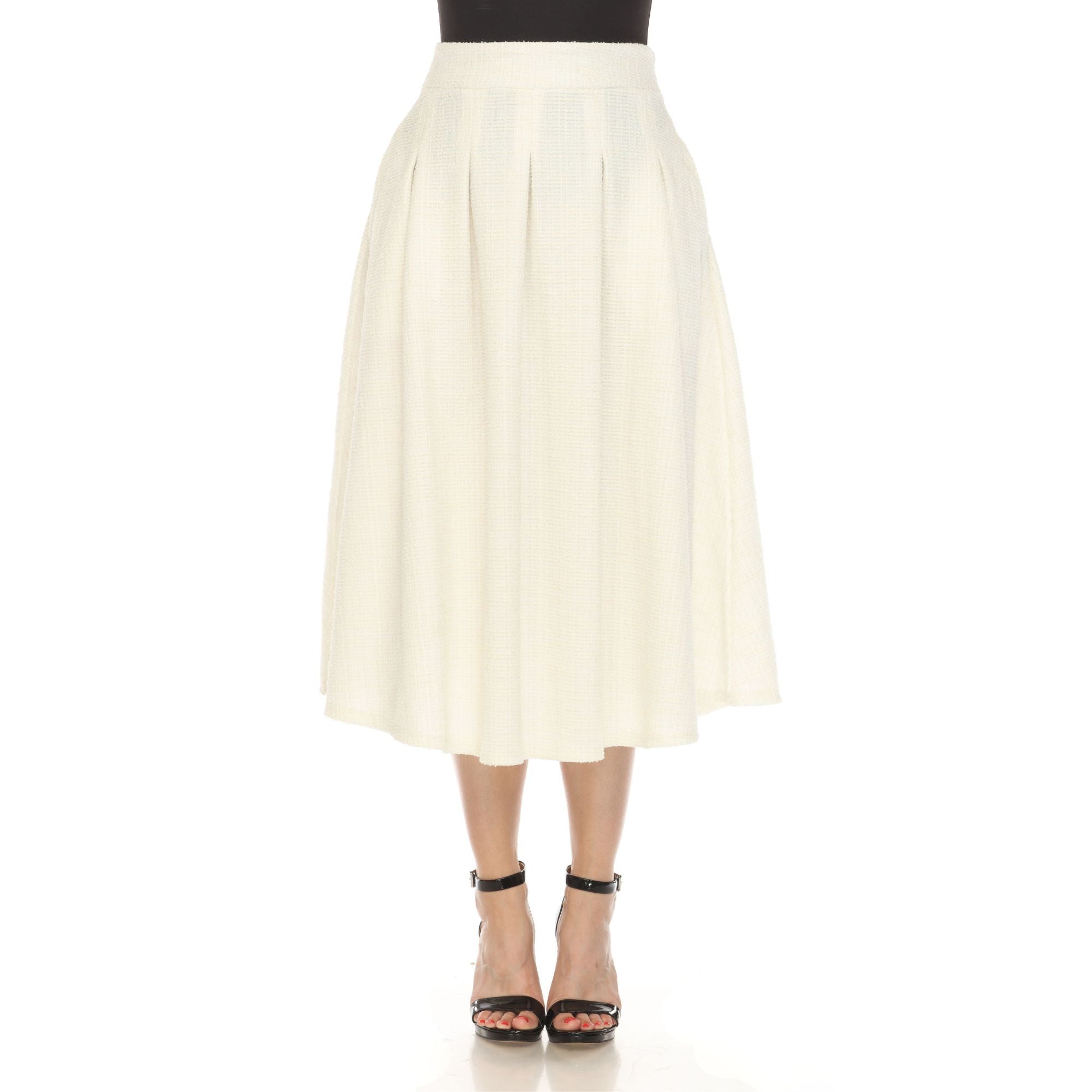  White Mark Women's Flared Tweed Skirt - XL - Bonton