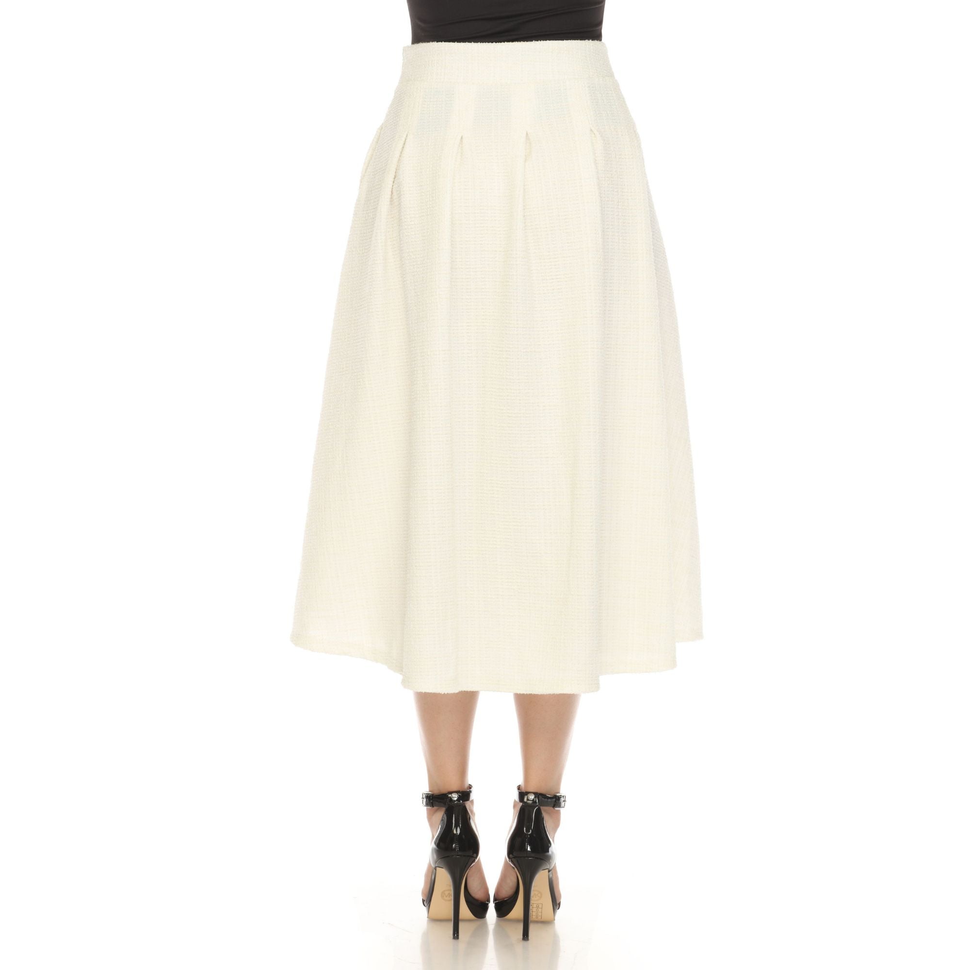  White Mark Women's Flared Tweed Skirt - XL - Bonton