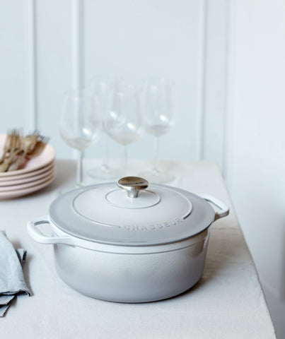 French Enameled Cast Iron Round Dutch Oven, 4.2-Quart, Celestial Grey