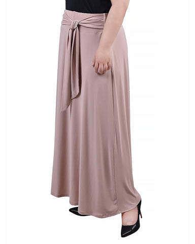 Plus Size Maxi Skirt With Sash Waist Tie
