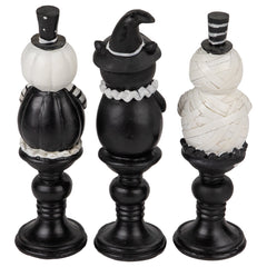 Pumpkin  Cat and Ghost Halloween Candlestick Decorations - 8.25" - Set of 3