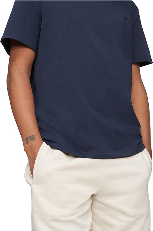  Calvin Klein Short Sleeves Smooth Cotton Solid Crewneck Tee - Dark Sapphire - Bonton