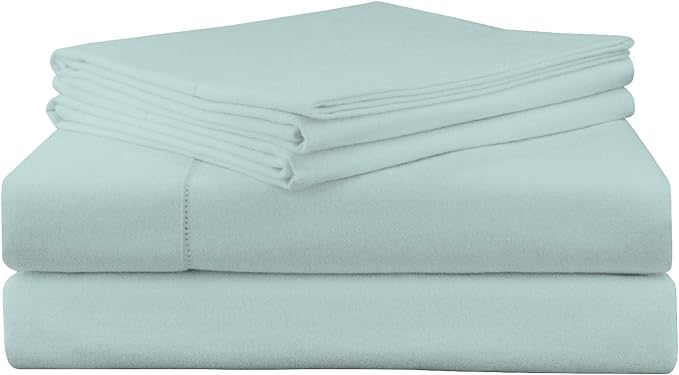  Pointehaven Cotton Luxury Flannel Solid & Print Sheet Sets - Lagoon - Bonton