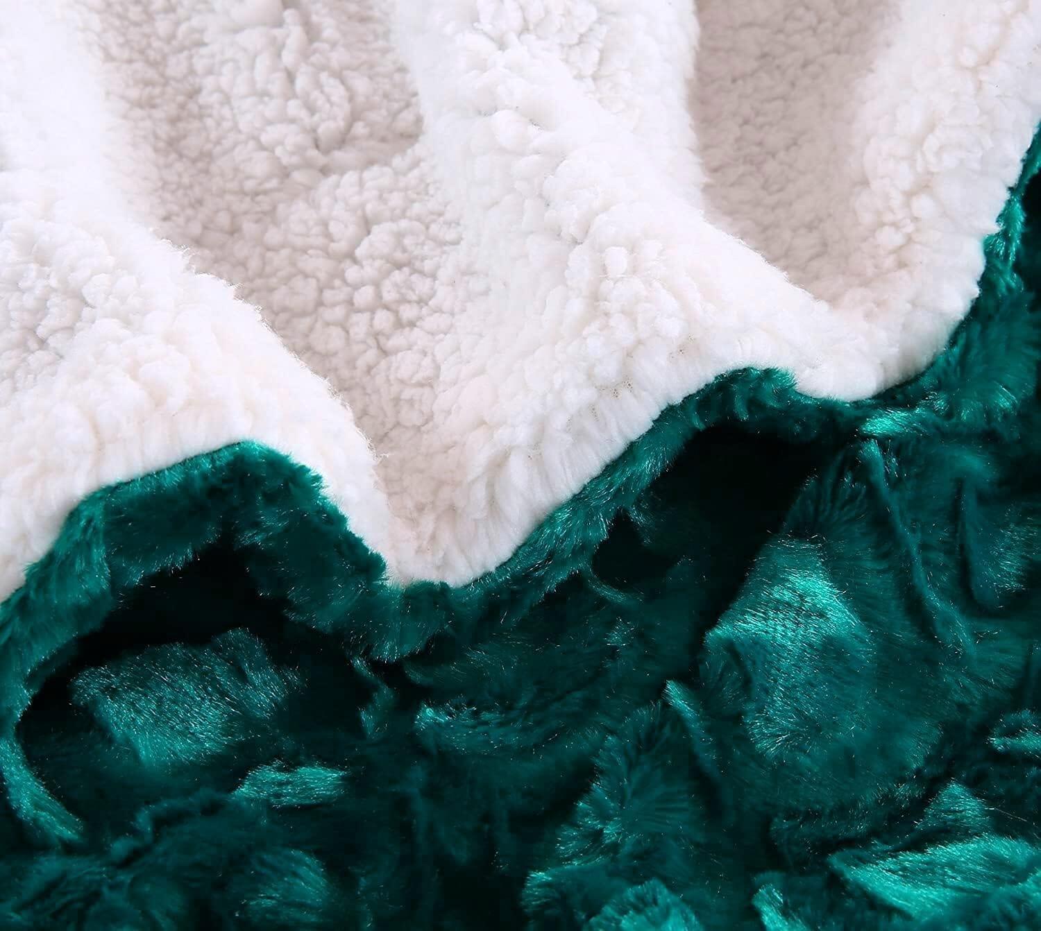  DaDa Bedding Collection DaDa Bedding Mermaid Scales Emerald Green Blue w/ Sherpa Backside Faux Fur Throw Blanket (BL-171805) by DaDa Bedding Collection - 50