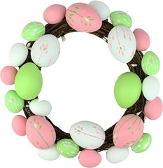 Floral Stem Easter Egg Spring Grapevine Wreath, 10"