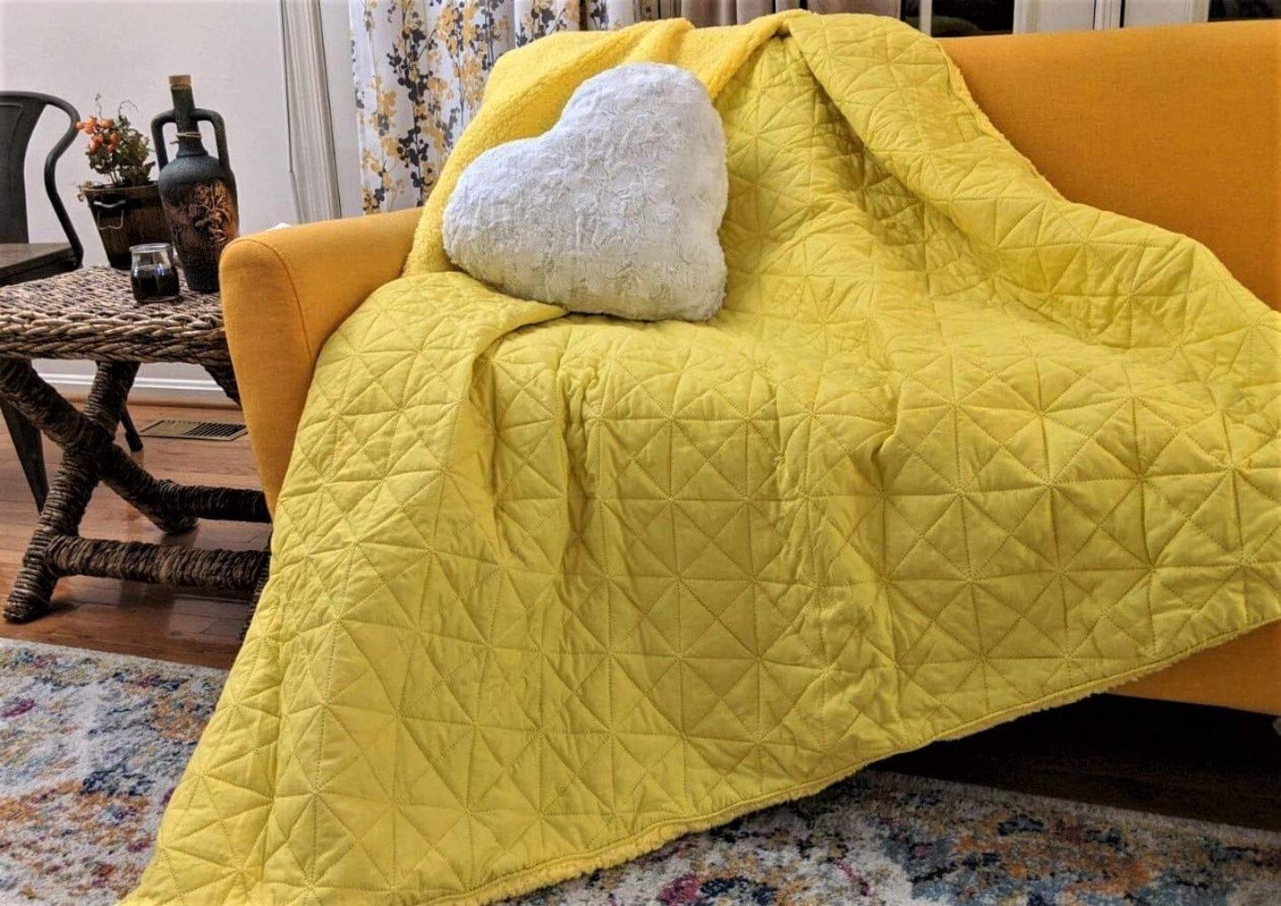  DaDa Bedding Collection DaDa Bedding Happy Sunny Yellow Bright Quilted Ultra Sonic Reversible Throw Blanket Bedspread (BJ0107) by DaDa Bedding Collection - 63