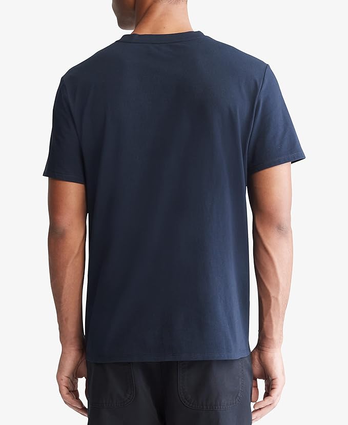  Calvin Klein Short Sleeves Smooth Solid V-Neck Tee - Dark Sapphire - Bonton