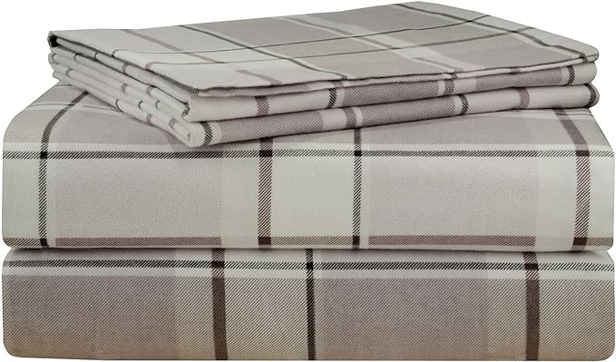  Pointehaven Cotton Luxury Flannel Solid & Print Sheet Sets - Jensen - Bonton