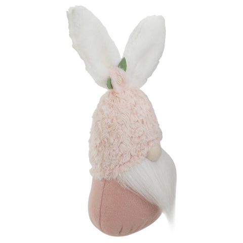 Easter and Spring Floral Gnome Head With Bunny Ears - 14" - Pink and White
