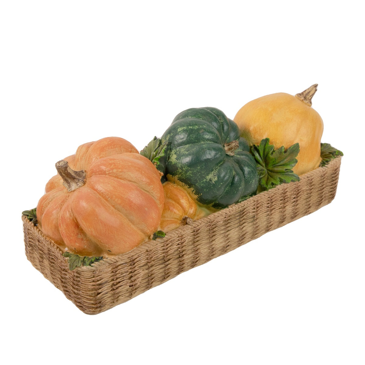  Northlight Faux Rattan Basket With Pumpkins Thanksgiving Decoration - 15