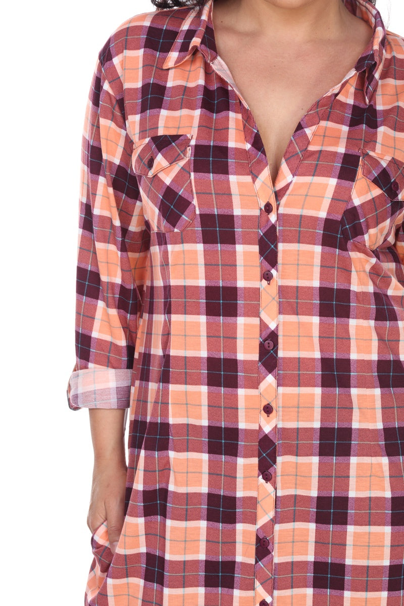  White Mark Plus Piper Stretchy Plaid Tunic - 2X - Bonton