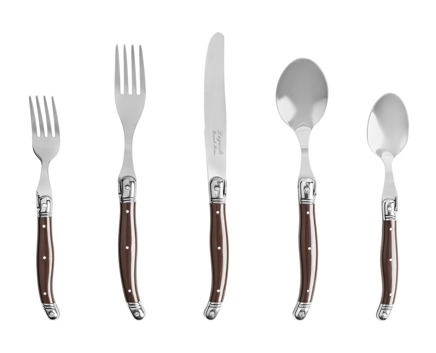  French Home 20-Piece Laguiole Flatware Set, Service for 4, Chocolate Brown - Default Title - Bonton