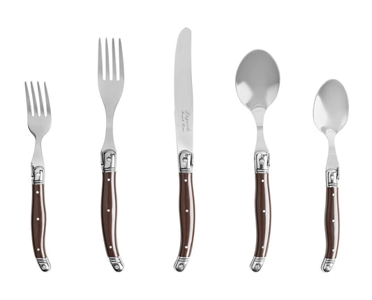 20-Piece Laguiole Flatware Set, Service for 4, Chocolate Brown