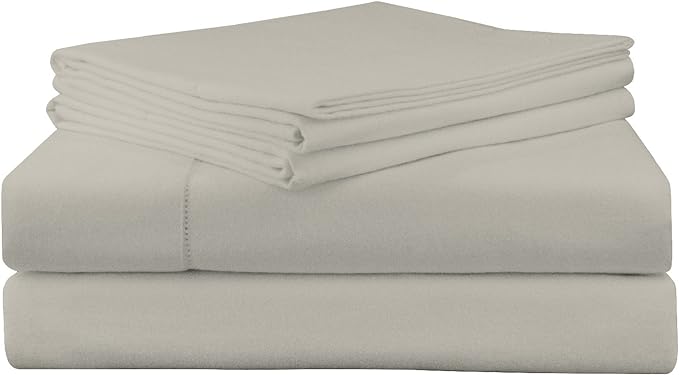  Pointehaven Cotton Luxury Flannel Solid & Print Sheet Sets - Grey - Bonton