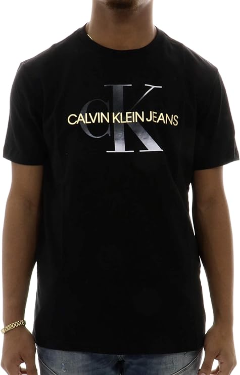  Calvin Klein Short Sleeves Gradient Monogram Tee - Black Beauty - Bonton