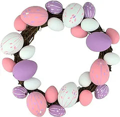 Pink & White Floral Stem Easter Egg Grapevine Wreath, 10"