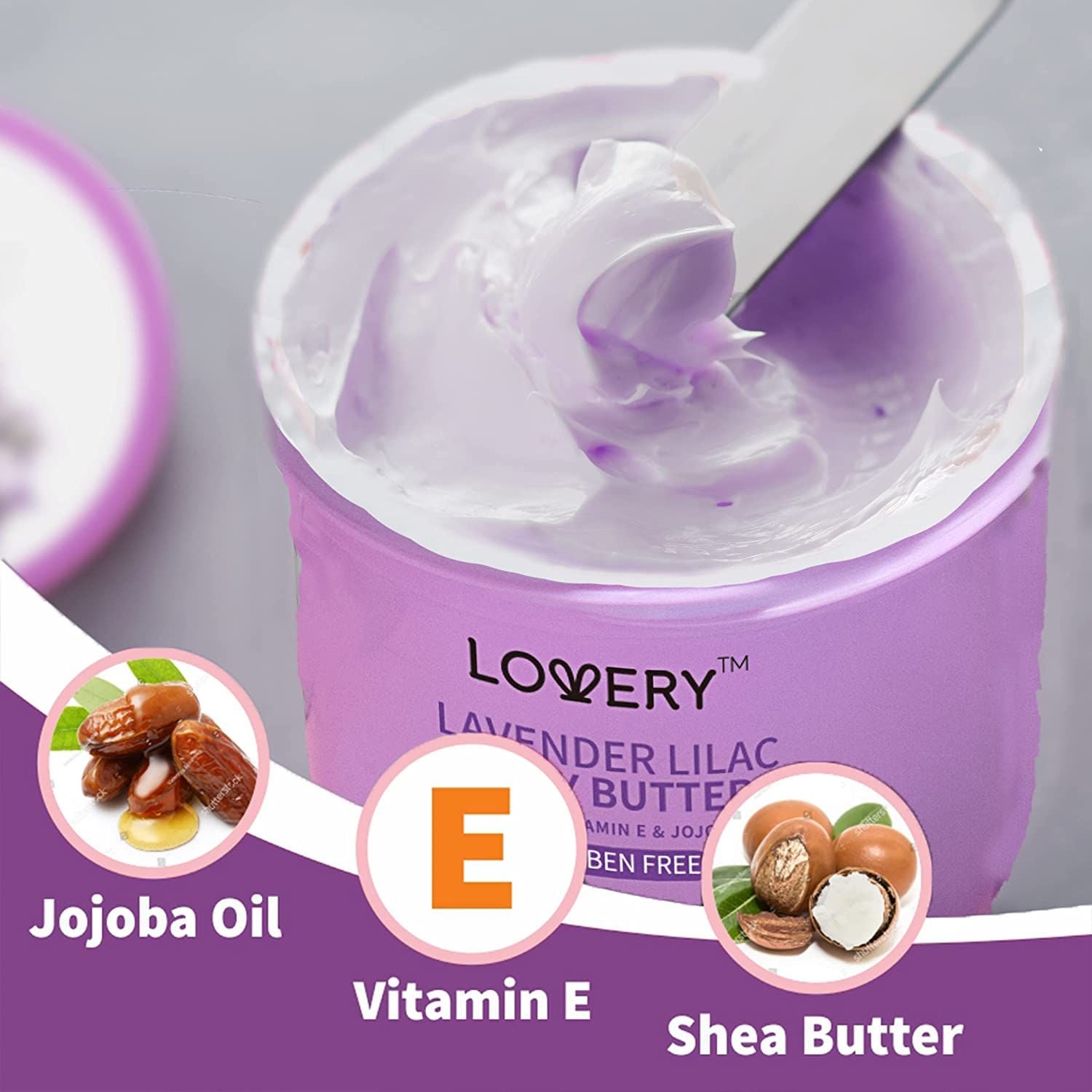  Lovery Lavender Lilac Body Butter - Ultra-Hydrating Shea Butter Body Cream - Lavender - Bonton