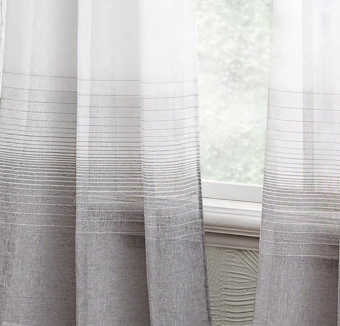  Dainty Home Linea Curtain Panel Pair - Grey - Bonton