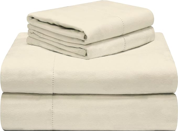  Celeste Home Luxury Flannel Sheet Set Ivory - Ivory - Bonton