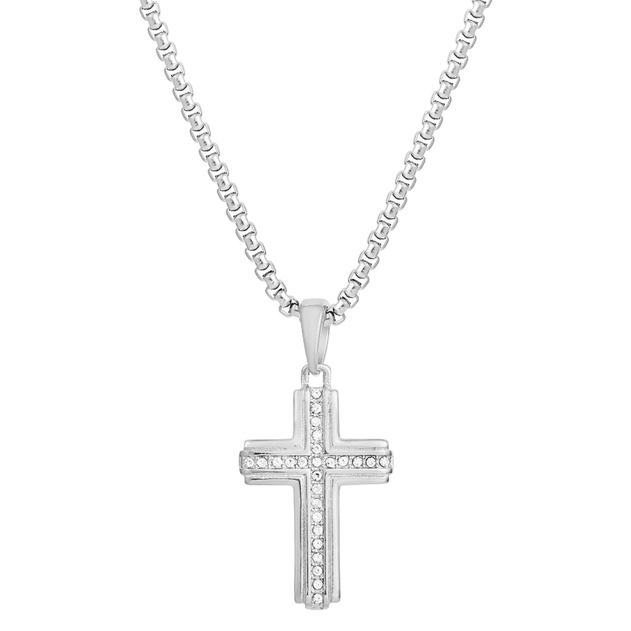  Gemesis Jewels by Edforce Cubic Zirconia Cross Pendant Necklace - Gold - Bonton