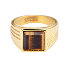 Tiger Eye Stone Square Signet Men's Ring