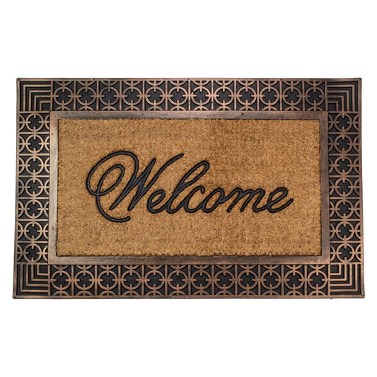 Gold and Natural Coir Rectangular "Welcome" Doormat 23" X 35"