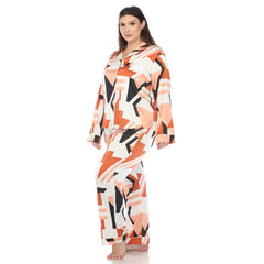 Plus Size Printed Satin Pajama Set