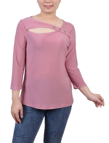 3/4 Sleeve Cutout Top