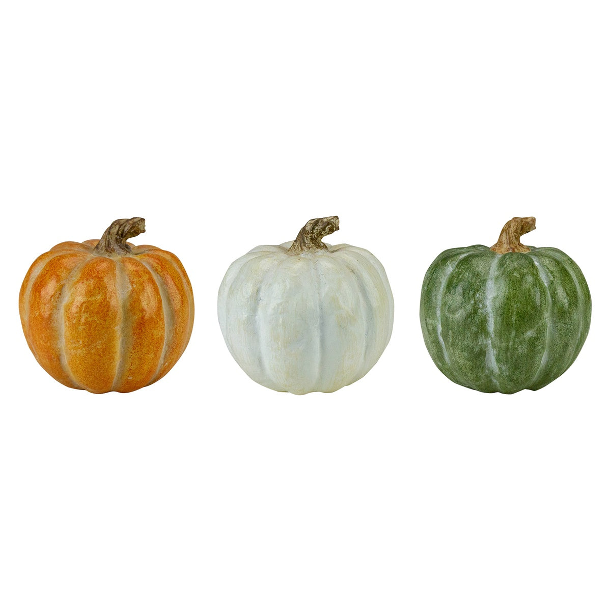  Northlight Set of 6 Boxed Green  White and Orange Thanksgiving Pumpkin Decorations - Default Title - Bonton