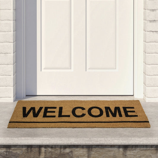 Natural Coir Outdoor Rectangular "Welcome" Doormat 16" X 48"