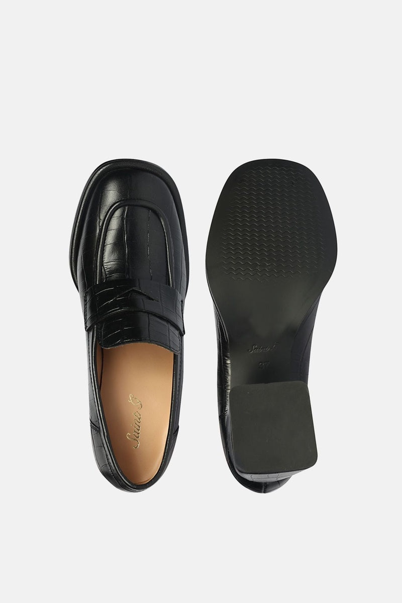  Saint G Viviana Croco - Heel Loafers - Black - Bonton